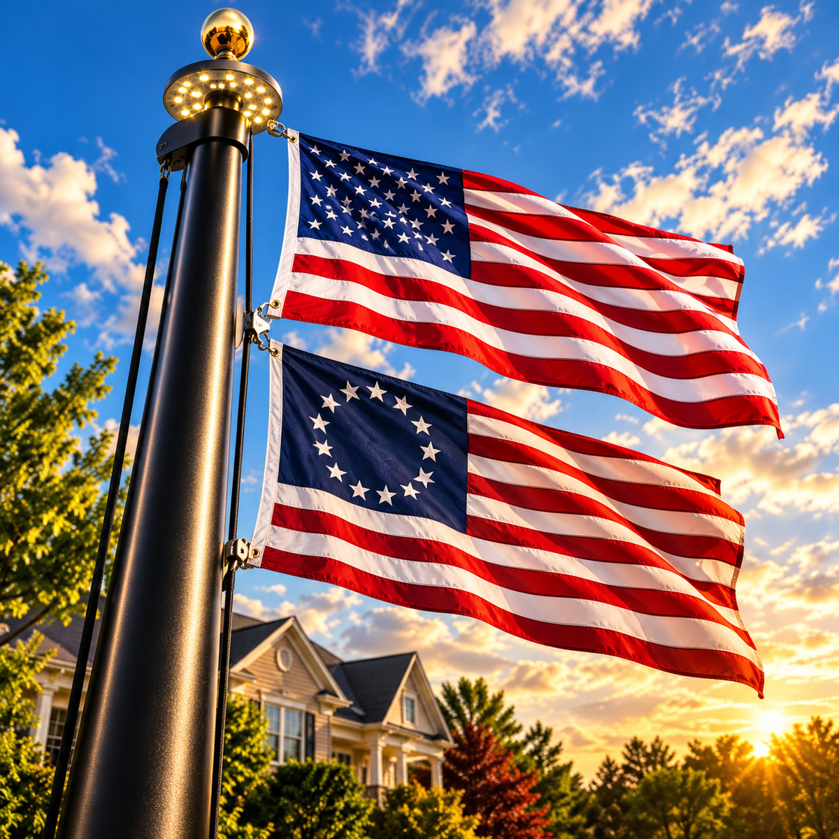 Heavy-Duty Black Sectional Flagpole