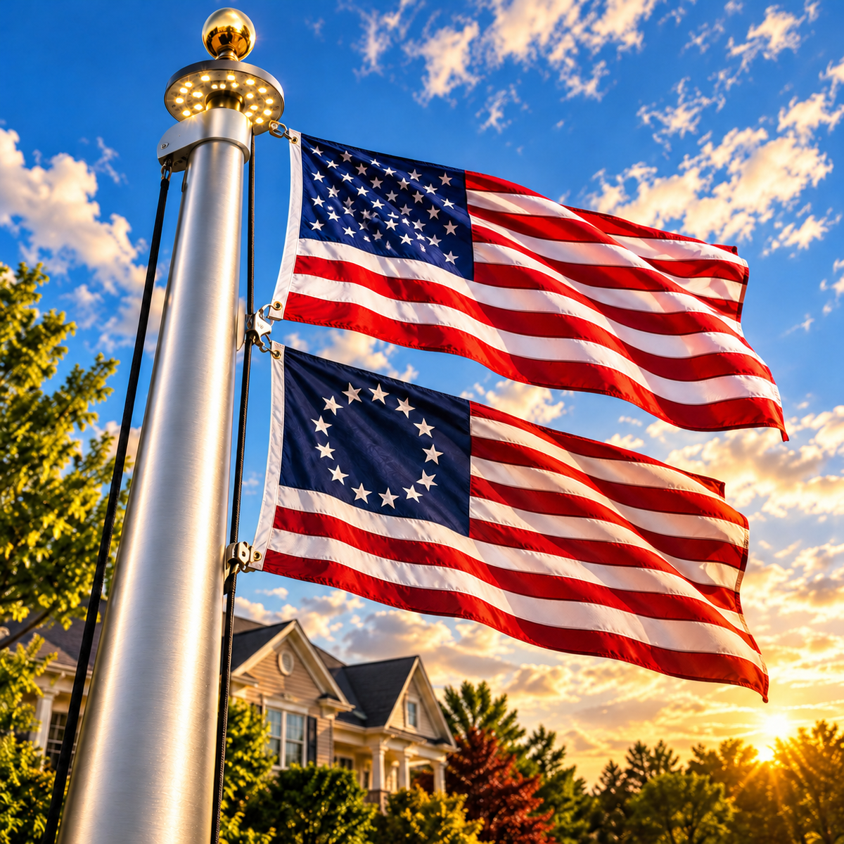Heavy-Duty Silver Sectional Flagpole