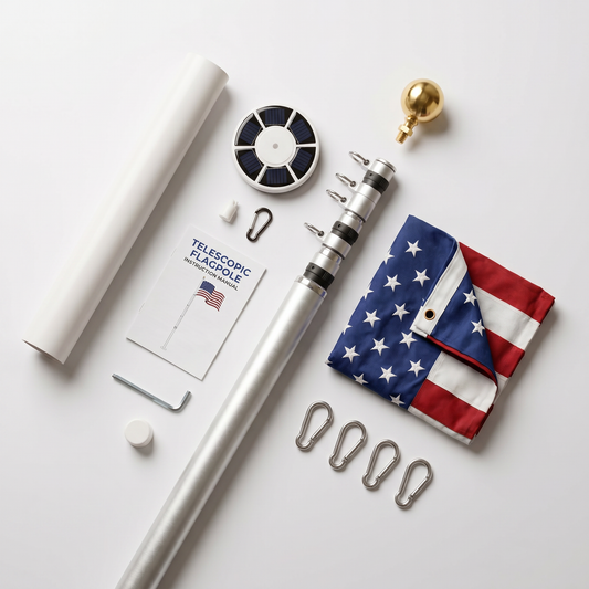 Heavy-Duty Silver Telescopic Flagpole