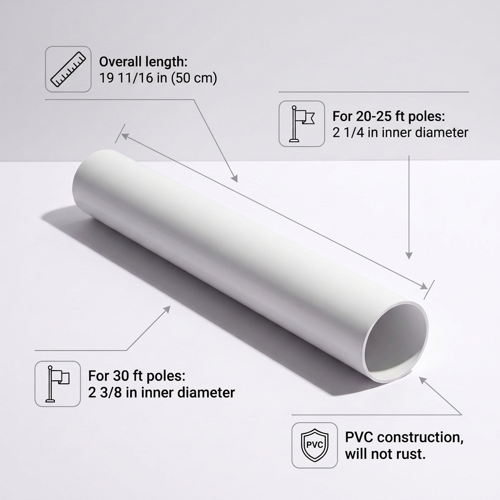 PVC Flagpole Ground Sleeve — In-Ground Mount for 20, 25 & 30 Ft Telescoping Poles