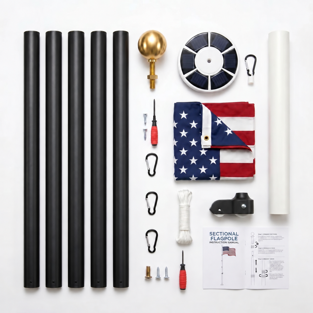 Heavy-Duty Black Sectional Flagpole