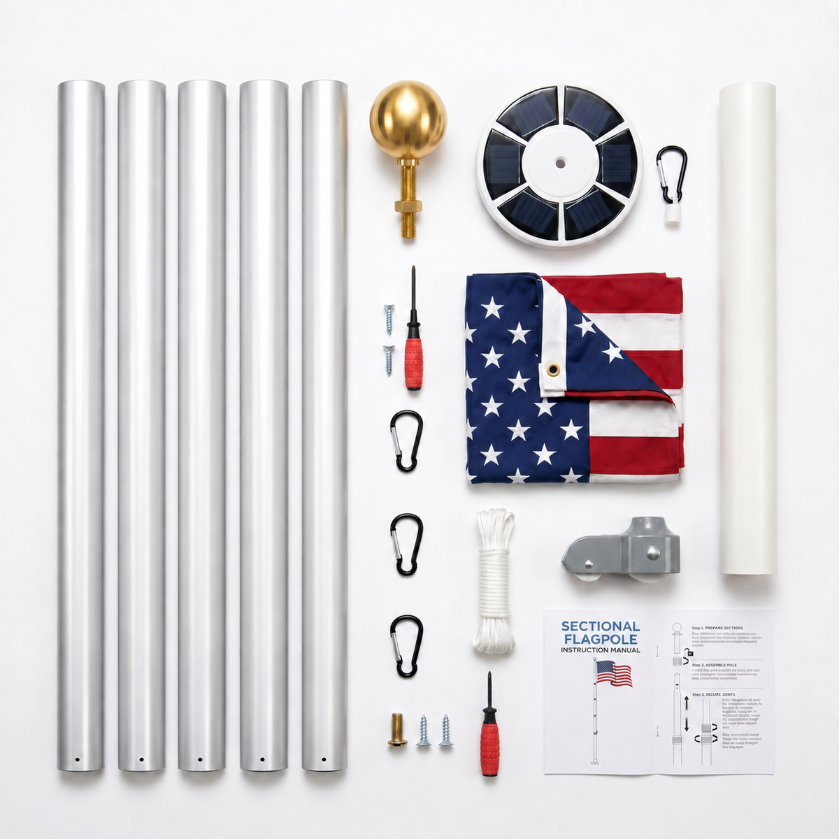 Heavy-Duty Silver Sectional Flagpole