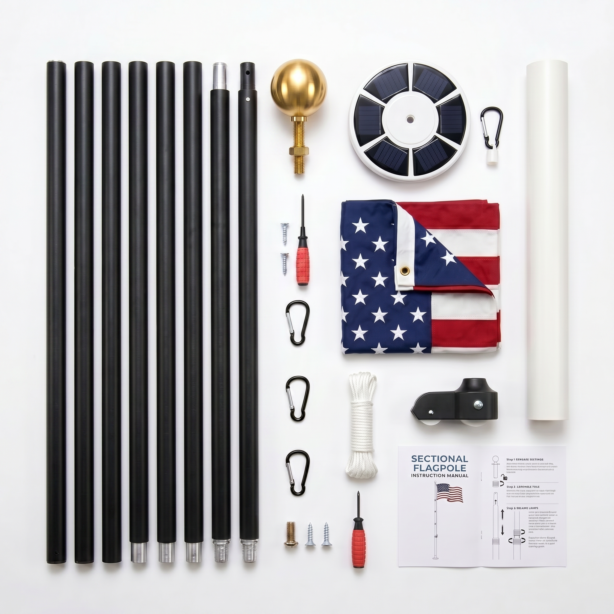Heavy-Duty Black Sectional Flagpole