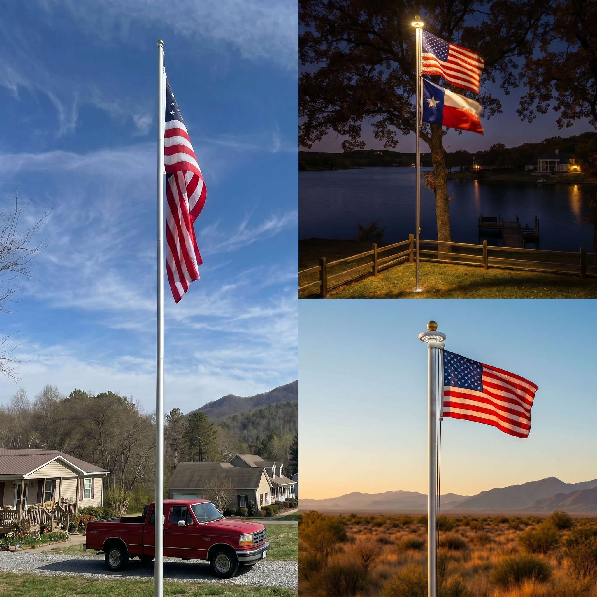 Heavy-Duty Silver Sectional Flagpole