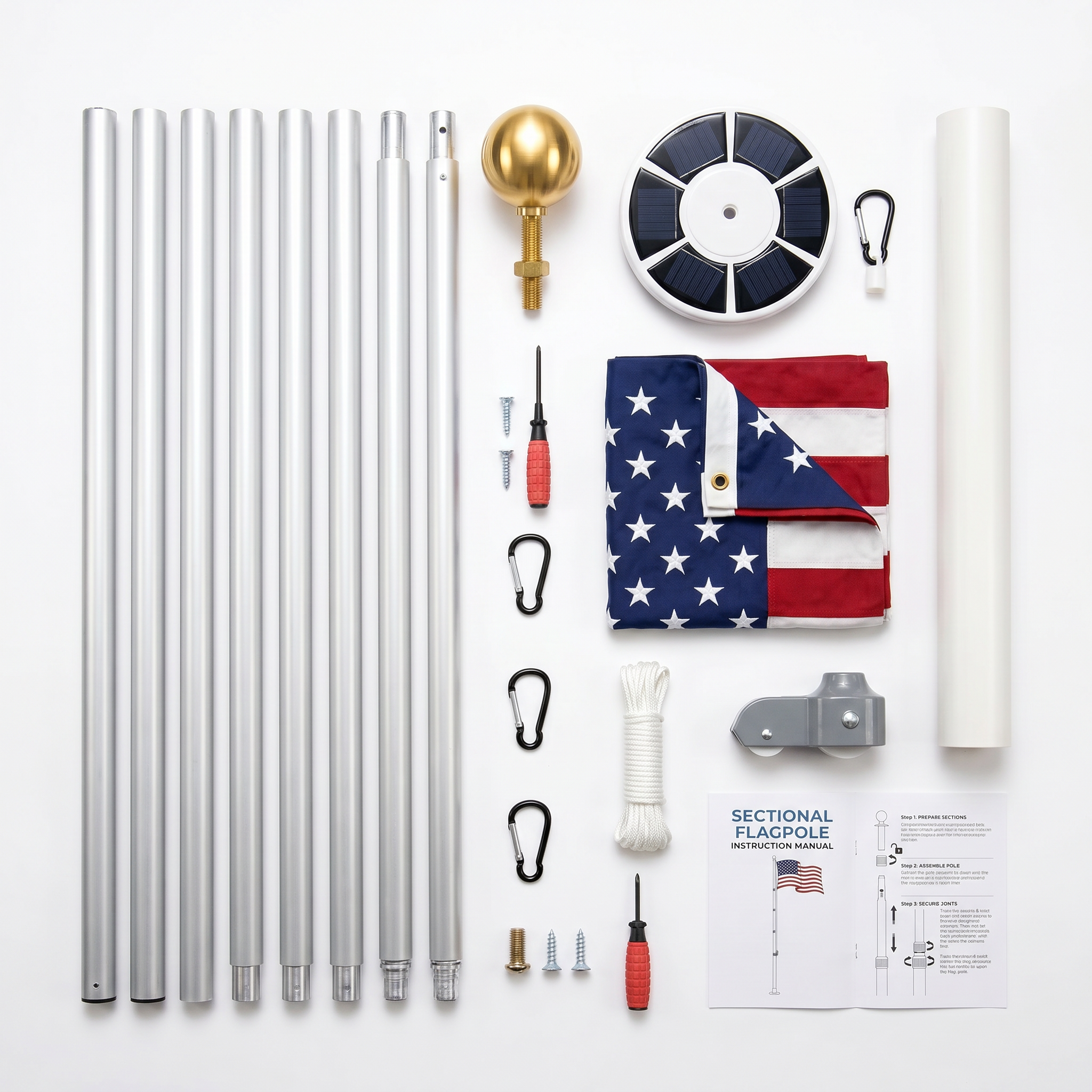 Heavy-Duty Silver Sectional Flagpole