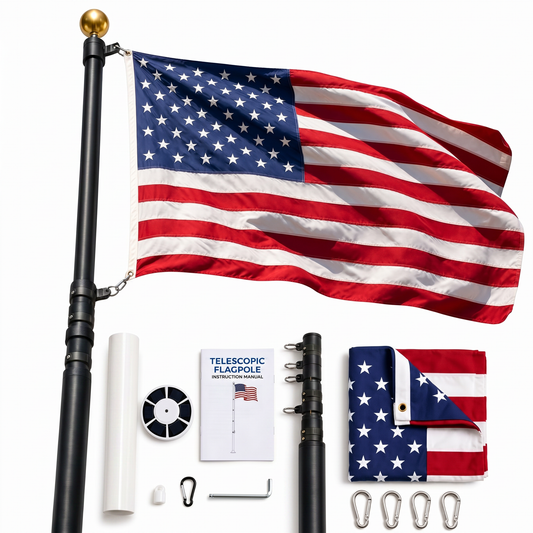 Heavy-Duty Black Telescopic Flagpole