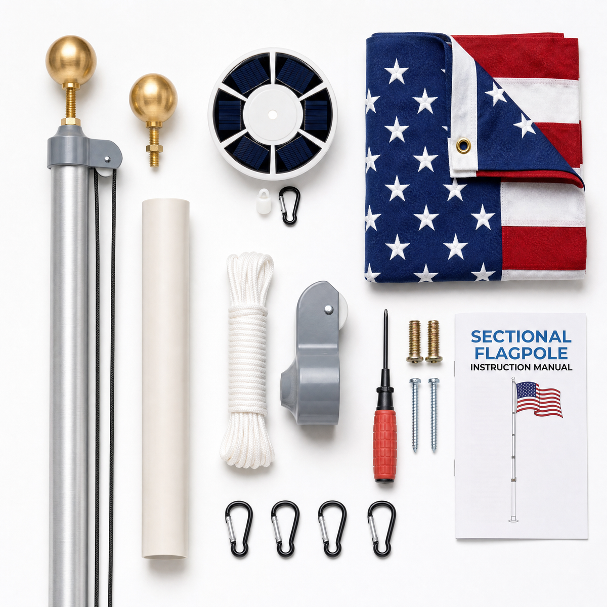 Heavy-Duty Silver Sectional Flagpole