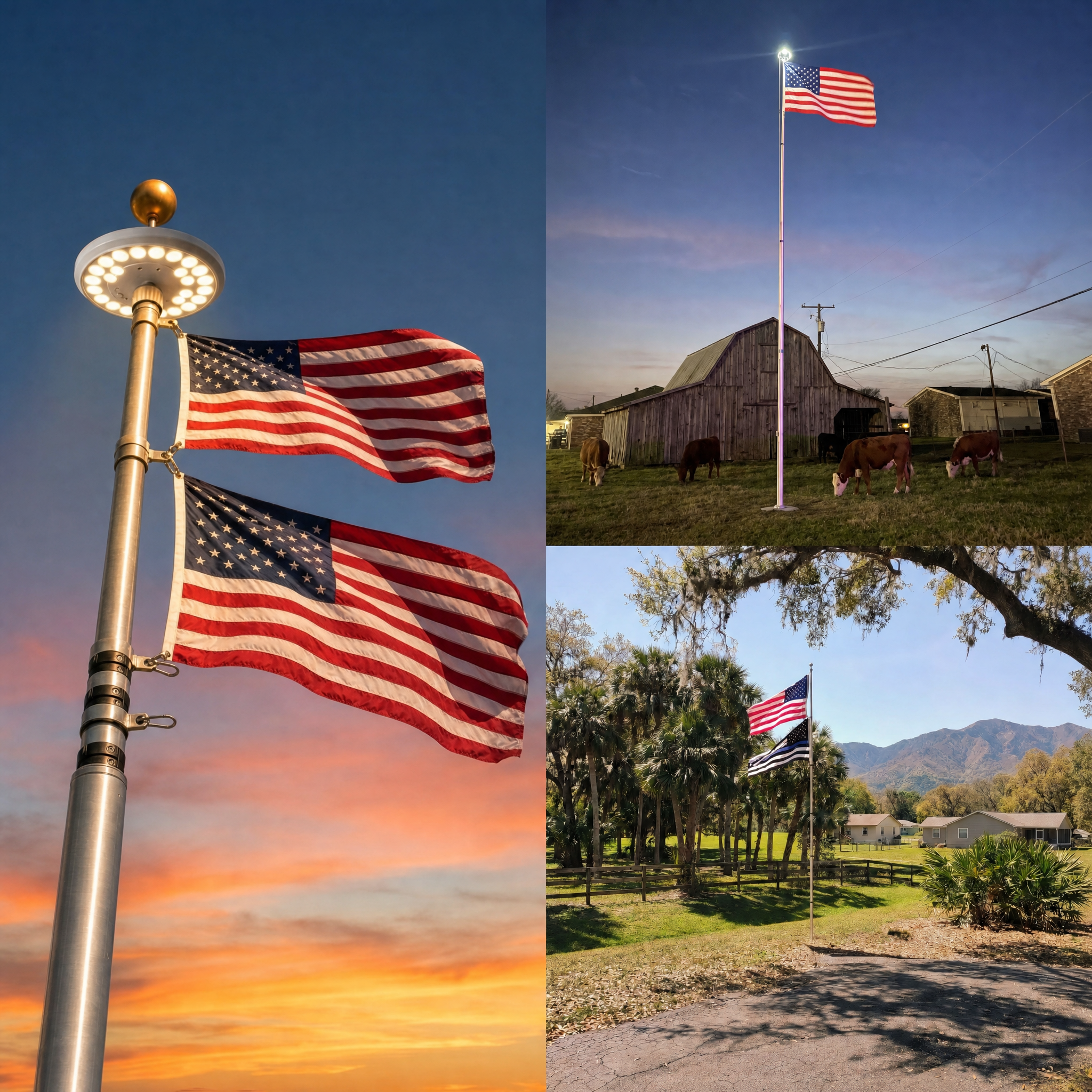 Heavy-Duty Silver Telescopic Flagpole