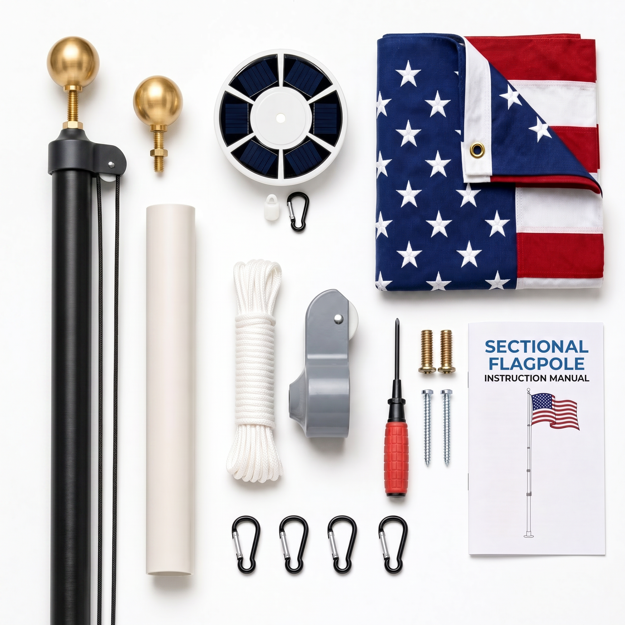Heavy-Duty Black Sectional Flagpole
