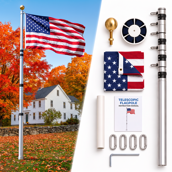 BlackForge silver flagpole in front of a home