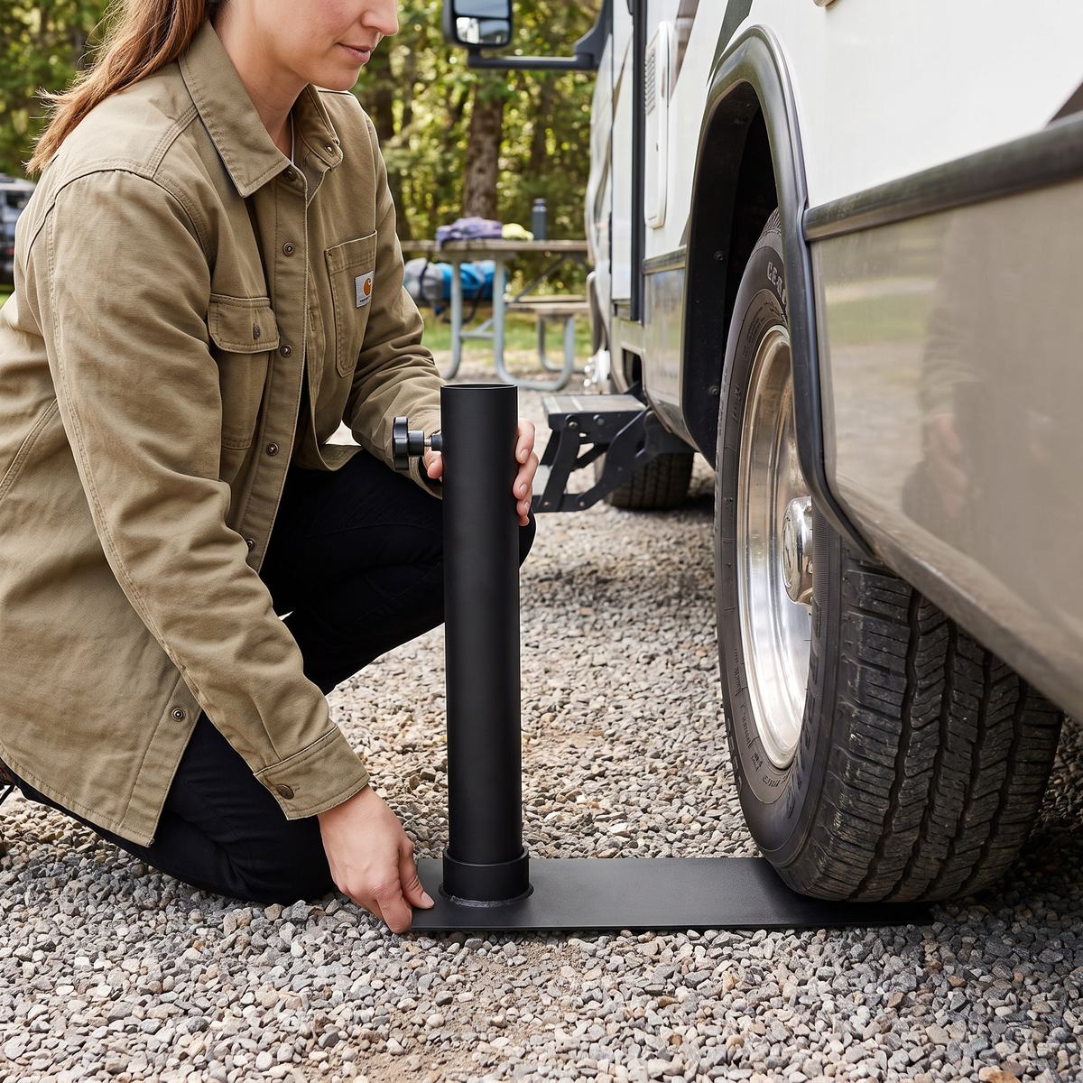 Portable Tire Mount Flagpole Base — No-Dig Drive-On Stand for Telescoping Poles