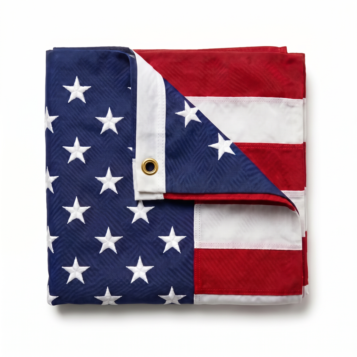 Heavy Duty American Flag — 210D Double-Sided, Embroidered Stars & Brass Grommets