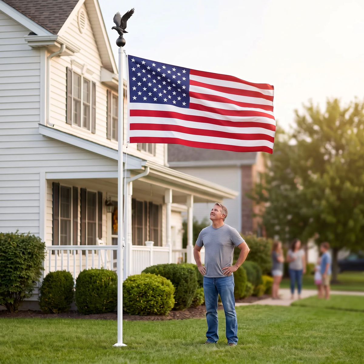 14" Black Eagle Flagpole Topper — Matte Finial Ornament