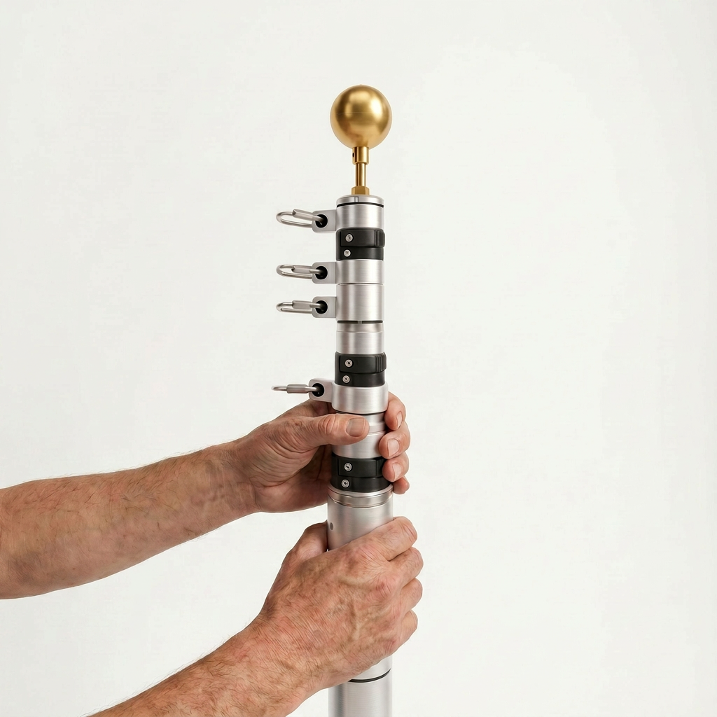 Heavy-Duty Silver Telescopic Flagpole