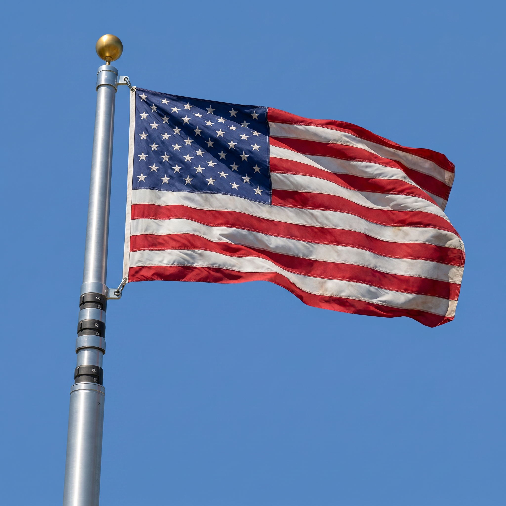Heavy-Duty Silver Telescopic Flagpole