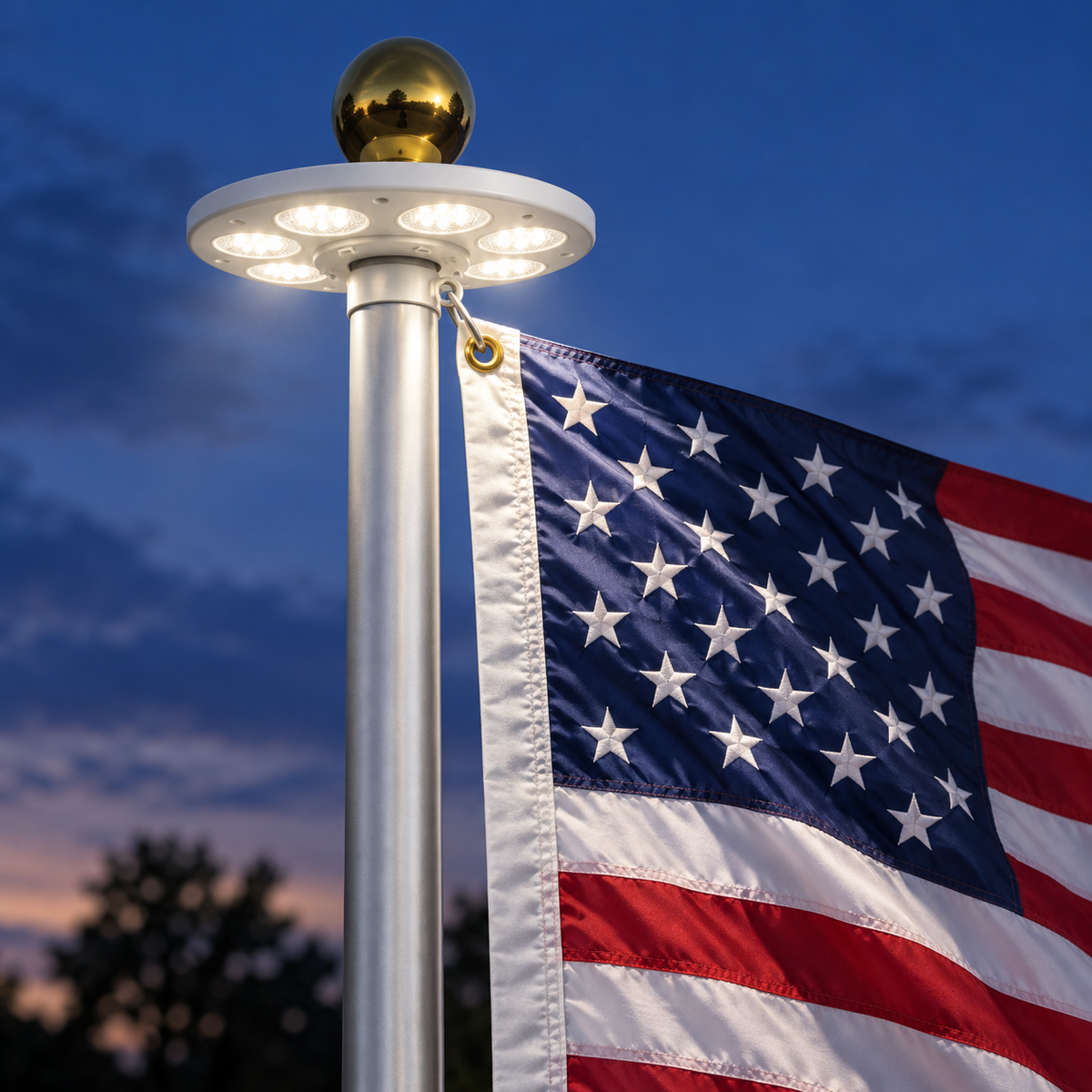 Solar Flagpole Light — 136 LED, 680 Lumen, Dusk-to-Dawn