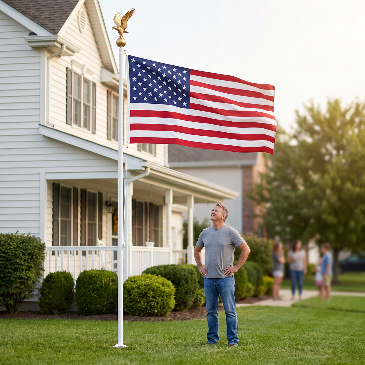14" Gold Eagle Flagpole Topper — Weather-Resistant Finial Ornament