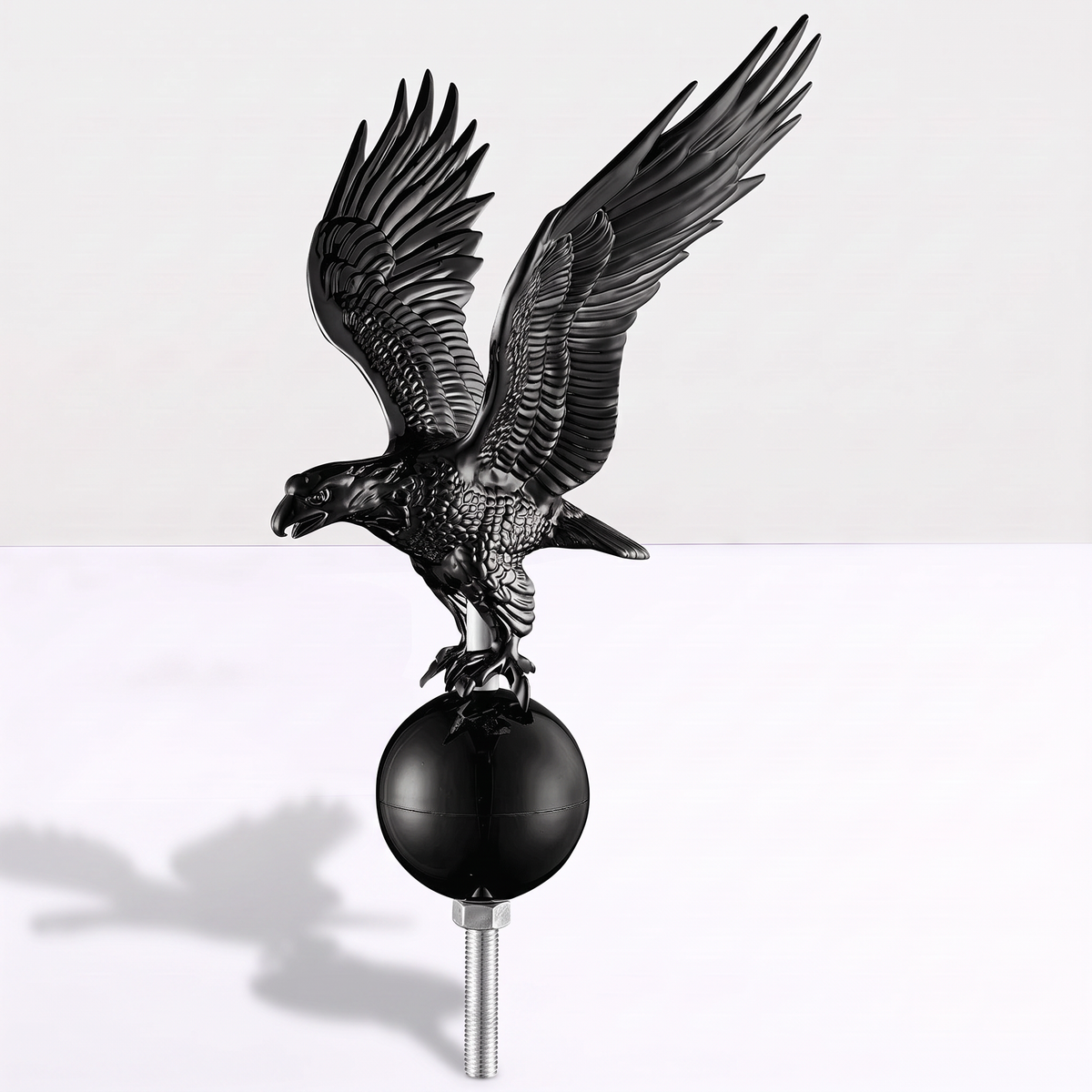 14" Black Eagle Flagpole Topper — Matte Finial Ornament