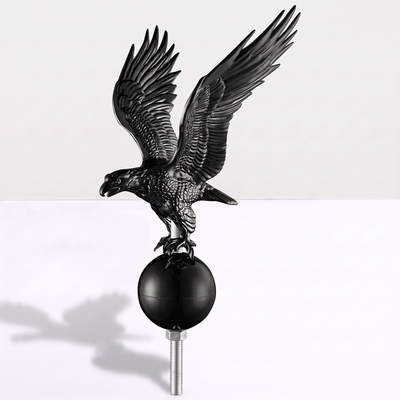 14" Black Eagle Flagpole Topper — Matte Finial Ornament