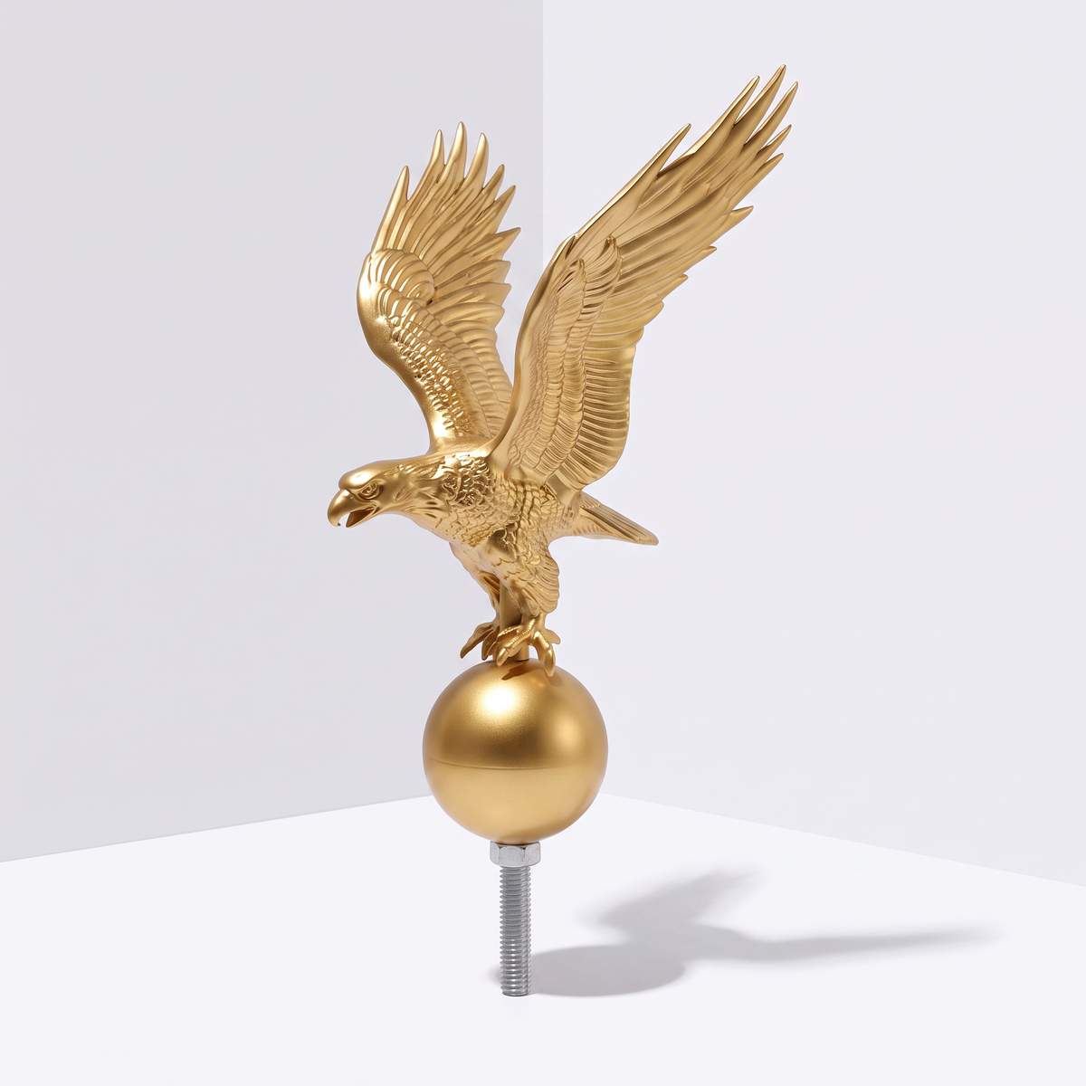 14" Gold Eagle Flagpole Topper — Weather-Resistant Finial Ornament