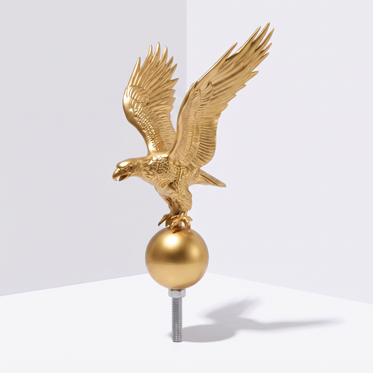 14" Gold Eagle Flagpole Topper — Weather-Resistant Finial Ornament